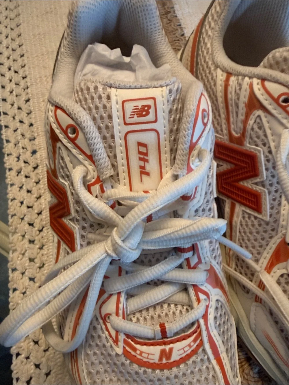 New Balance White and Orange Women's Running Sneakers